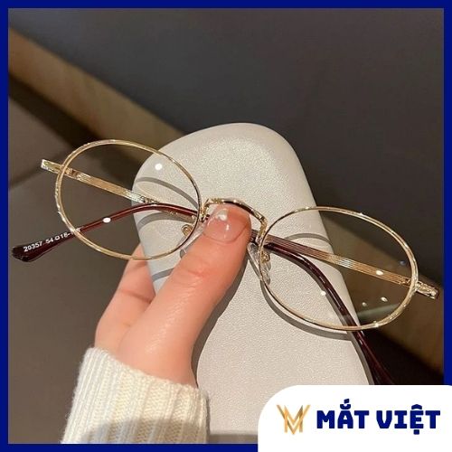 Mắt Việt- Kính thời trang nữ gọng nhỏ siêu nhẹ mạ vàng – dáng oval - Ảnh 2