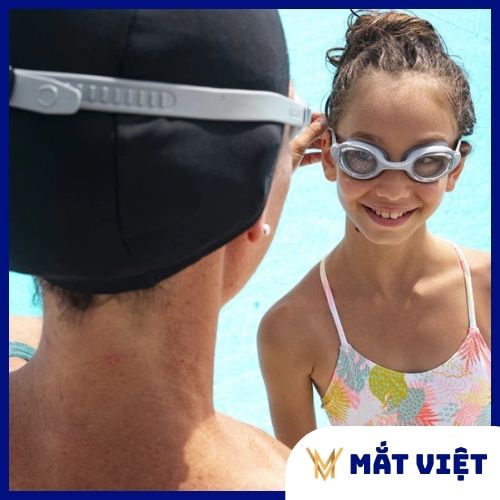 Kính bơi tròng kính trong suốt DECATHLON 100 ready màu xám- Mắt Việt - Ảnh 4